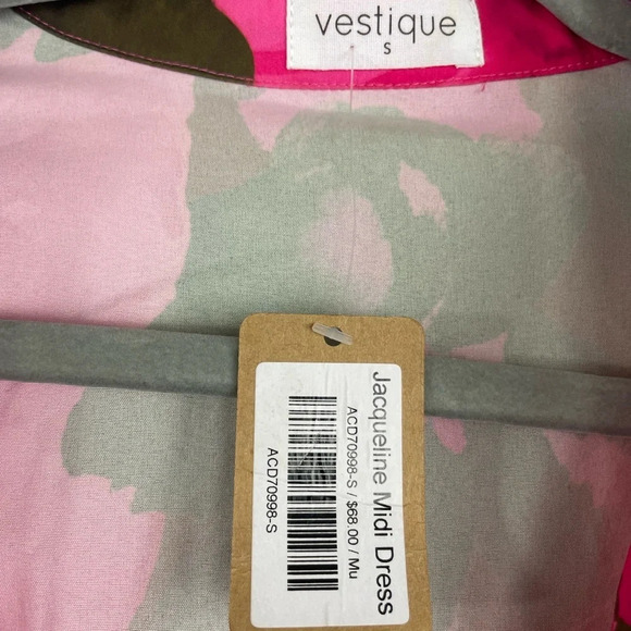 NWT Vestique Jacqueline Floral Pink Midi Dress Size Small - Picture 11 of 16